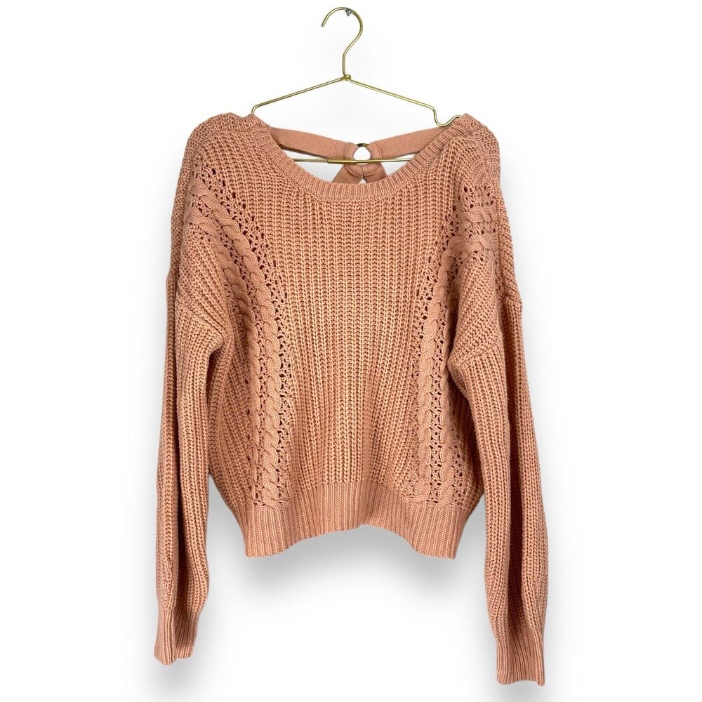 Almost Famous‎ Cropped Sweater Womens Size: XL Dusty Rose Cable Knit 494